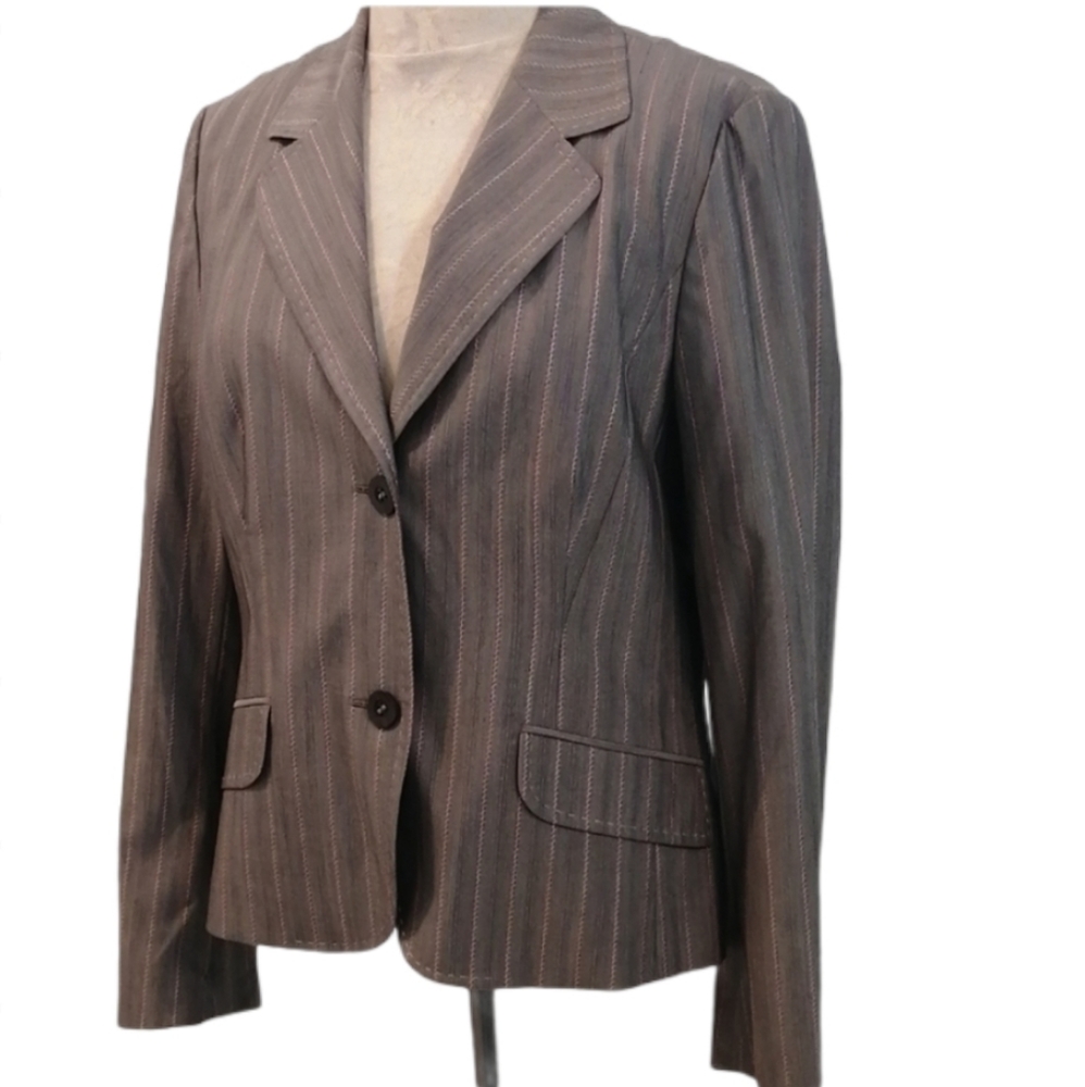 LAUREL ESCADA Pinstripe Wool & Silk Blend Jacket Sz 40 US 8/10